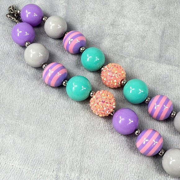 Trolls Pendant Chunky Beaded Necklace Multicolor Pastels Adjustable Women Girls - Picture 4 of 16